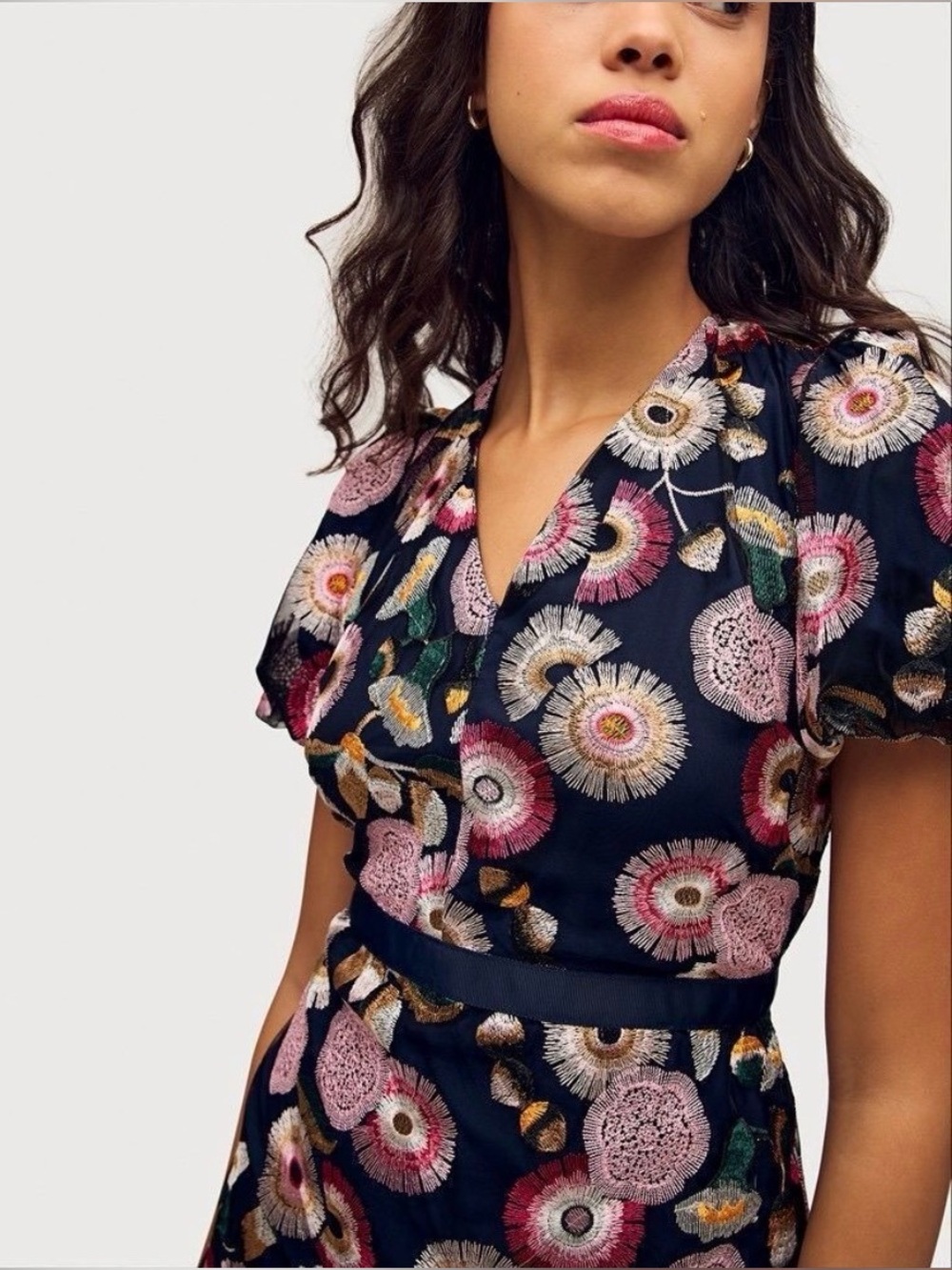Sam Edelman Navy Floral Embroidered Dress